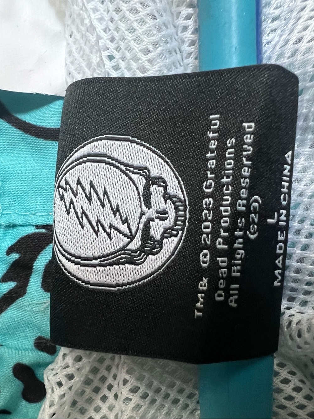 Grateful Dead Turquoise and Black Dancing Bear Swim Shorts - Picture 4 of 5